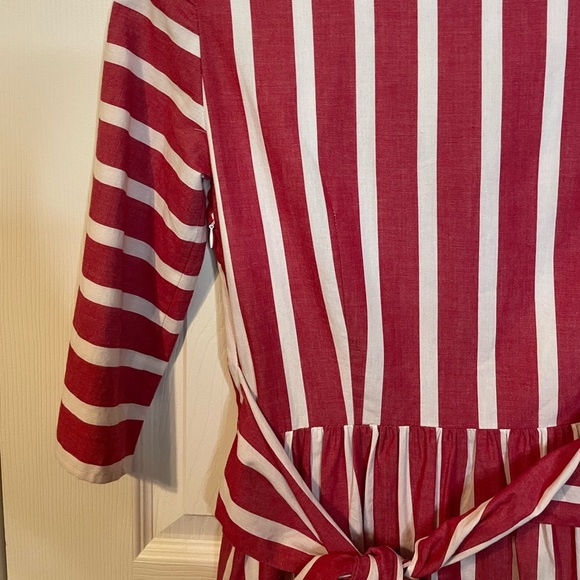 Cremieux red & white striped 3/4 length sleeves dress sz 2 - Picture 6 of 13